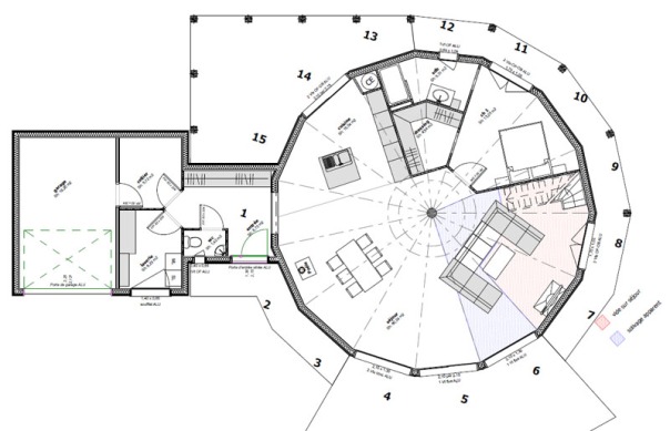 plan de maison octogonale